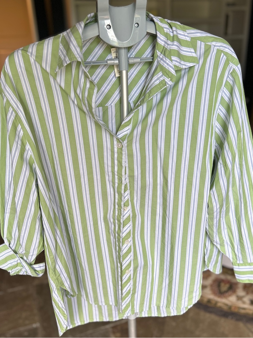 Aerie Striped Green Button-Front Women’s Shirt.